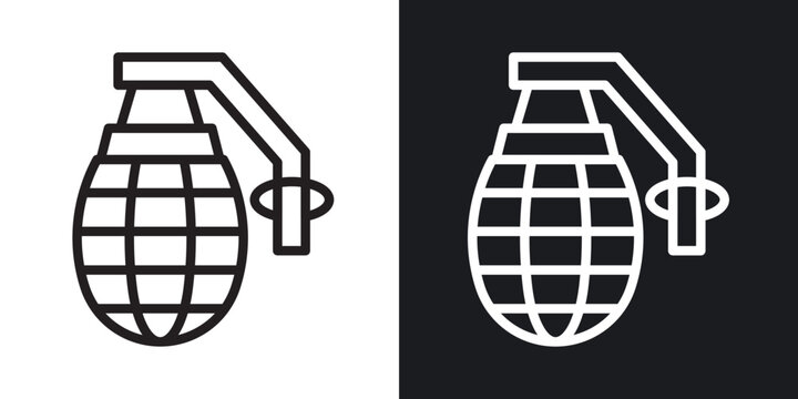 Granade outlined icon vector collection.