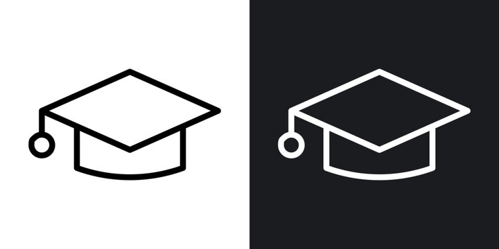 Graduation hat outlined icon vector collection.