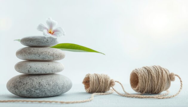 Zen balance with flower and twine for mindful moments, a calm retreat, or thoughtful crafting projects