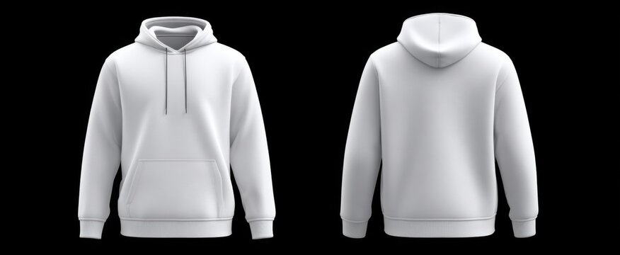 white unisex hoodie shown from the front and back highlighting its simple and versatile look