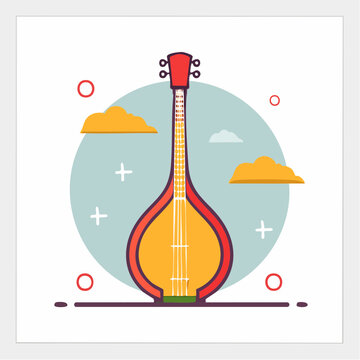 Illustration of a Saz, a Middle Eastern Stringed Instrument