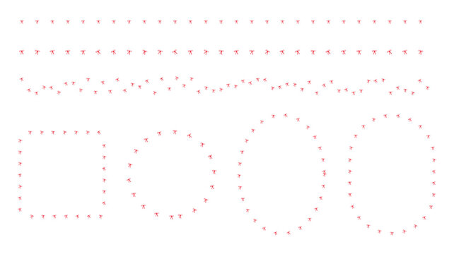 Hand-Drawn Red Ribbon Bow Decorative Line and Frame Collection &mdash; Cute Feminine Border Set