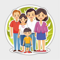 Obraz premium Happy Cartoon Family Portrait