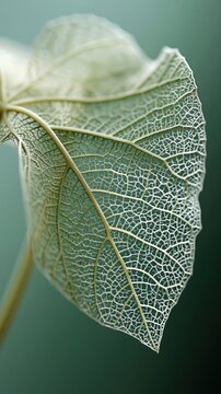 Feuille d&eacute;licate aux nervures transparentes dans une lumi&egrave;re douce