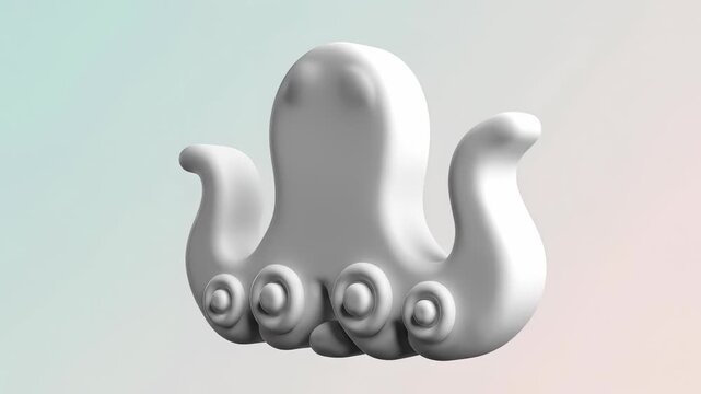White octopus sculpture on a gradient background with soft lighting.