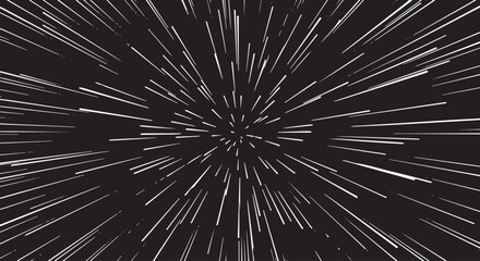 White radial speed lines on black background, warp effect © miht3325