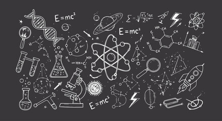 White science and space on black background © miht3325