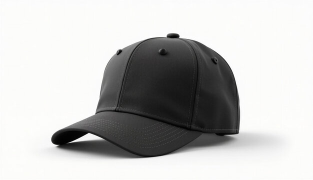 black baseball cap on a white background, space for text