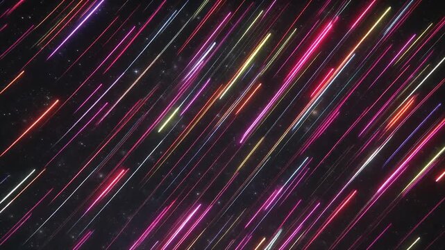 Long streaks starfall varied brightness trails dissolving floating ambient dust cosmic cinematic ambience