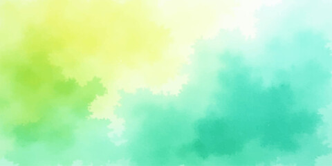 Fototapeta premium An abstract colorful watercolor background featuring a beautiful cloudscape with fluffy white clouds in a bright blue summer sky illuminated by sunny high atmosphere light