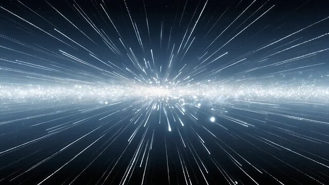 Long trail starfalls dropping horizon bright soft surrounded faint cosmic cinematic ambience
