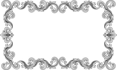 A filigree heraldic crest motif floral pattern border frame. Original design in a vintage style. © Christos Georghiou