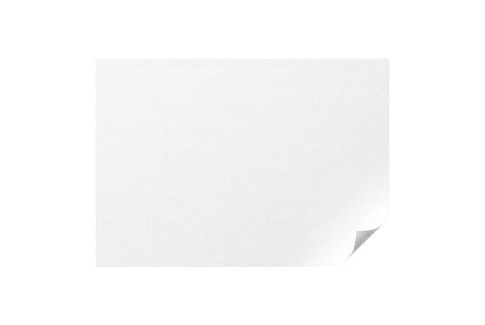 Blank white rectangular paper sheet with curled corner isolated. Document mockup.