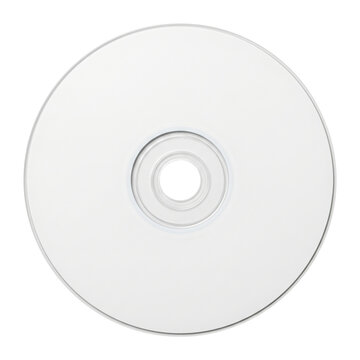 Blank white compact disc top view isolated. Data storage mockup.
