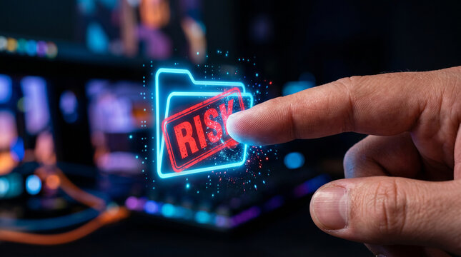 Risk analysis tariff finger touch digital folder icon