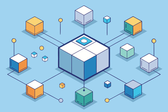 Vector design of connected cubes in an abstract layout