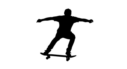 Silhouette of a person skateboarding, isolated on transparent background © Hughes
