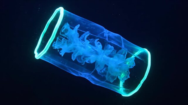 Stunning Underwater Footage of a Bioluminescent Salp in the Deep Ocean.