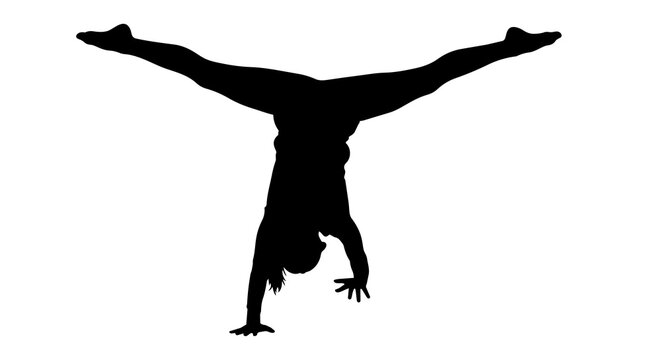 Gymnast performing a handstand split, isolated on transparent background