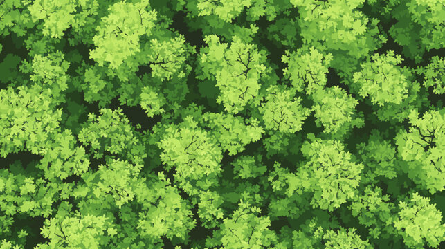 A top-down view of dense, digitally rendered tree canopy, showcasing various shades of green