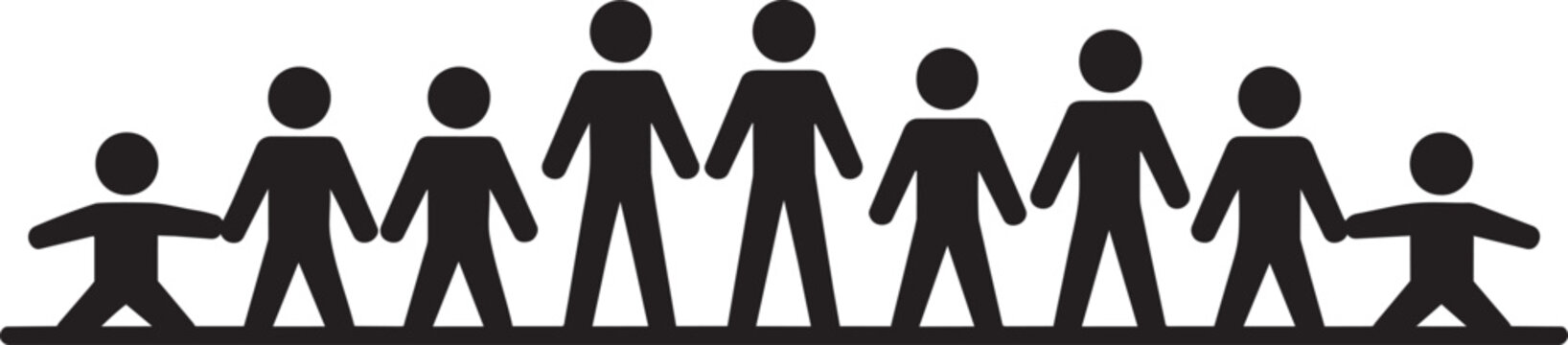 Holding hands with people icon people and group in outline style for figures and teamwork