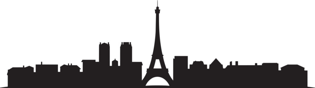 Paris cityscape silhouette featuring the iconic Eiffel Tower and surrounding buildings