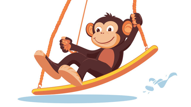 A cartoon depiction of a monkey swinging on a swing, enjoying a playful day