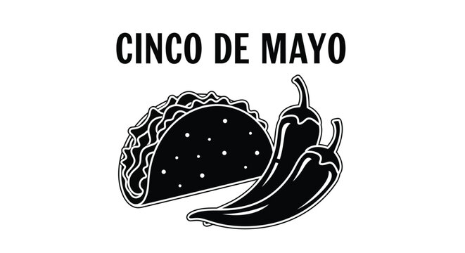 Cinco de Mayo celebration vector graphic illustration featuring a taco and chili peppers