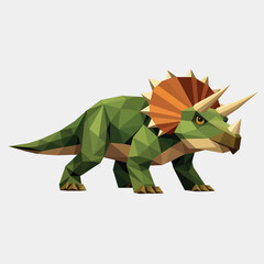 Geometric triceratops low poly vector in minimalist style. Clean polygon dinosaur with horns and flat design. Suitable for branding, icons, posters and modern design projects © Julia