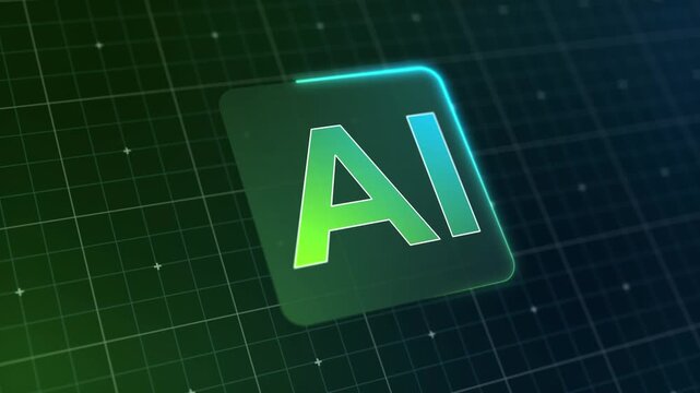 Video animation of a modern AI design icon with a glowing effect. Futuristic user interface in action, artificial intelligence system, advanced AI technology.