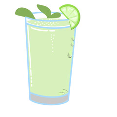 Refreshing glass of lime ade with ice cubes and mint leaf © 현진 송