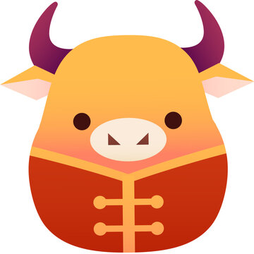 Cute cow daruma