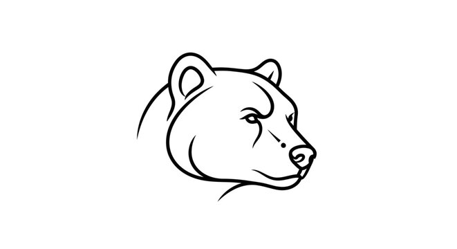 Minimalist Bear Head Outline Logo Vector Art