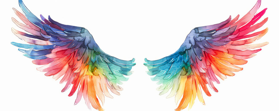 clean minimal white backdrop copy space multicolor wings feather graphic design Canva wallpaper