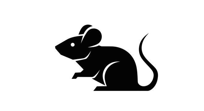Black mouse silhouette icon, simple vector illustration on white background