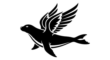 Naklejka premium Flying Seal Silhouette Vector Illustration