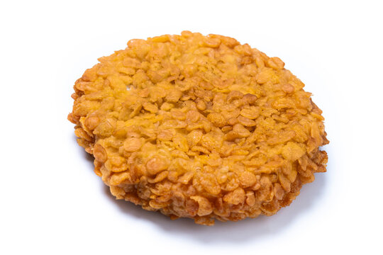Crispy fried chicken burger fillet coated with cornflakes