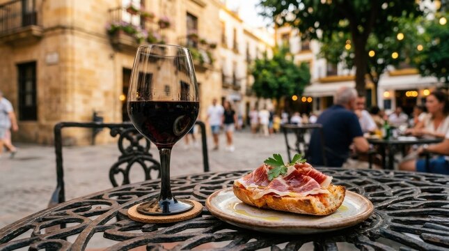 Red Wine And Tapas Outdoor Cafe