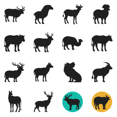 Obraz premium Farm Animals Silhouettes Collection: Livestock Vector Icons