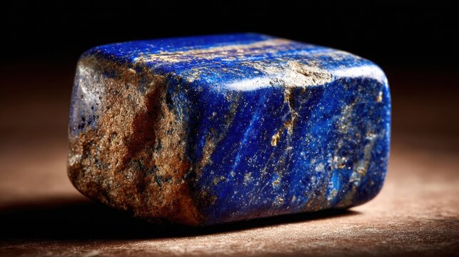 Intense blue lapis lazuli mineral with golden pyrite inclusions, showcasing natural beauty and texture up close.