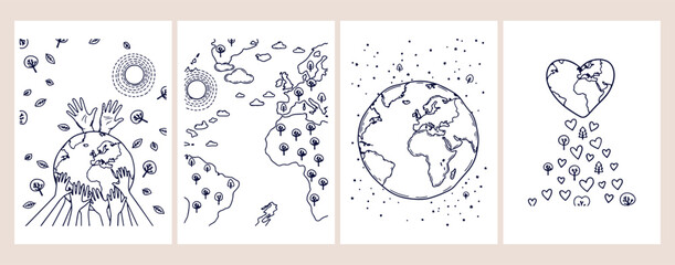 World map and global travel elements, international tourism and adventure illustration, earth globe and geography doodle, vacation planning and airline icons, world exploration and discovery set, hand © Geetaroy