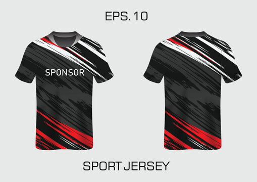 Abstract red and black sport jersey design template 1.