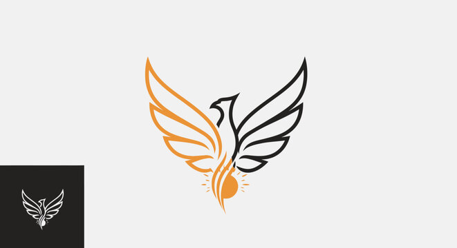 Phoenix Logo Design - Stylized Bird of Fire Emblem