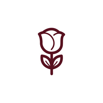 Spring rose flower line icon for valentine and mothers day