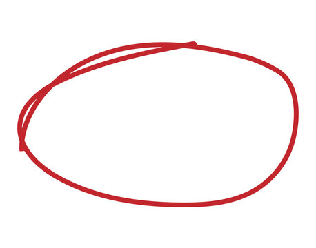 Hand drawn ellipse shape with red colour | Grunge texture vector illustration 