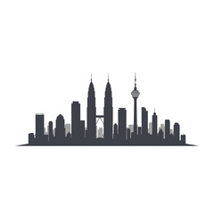 Fototapeta premium Kuala Lumpur Skyline Silhouette - Petronas Towers & KL Tower