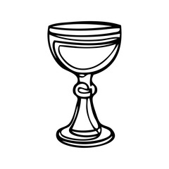Símbolos religiosos católicos. Logotipo con dibujo minimalista con línea única de un cáliz de comunión  © teracreonte
