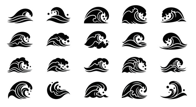 Black wave icons on white background.