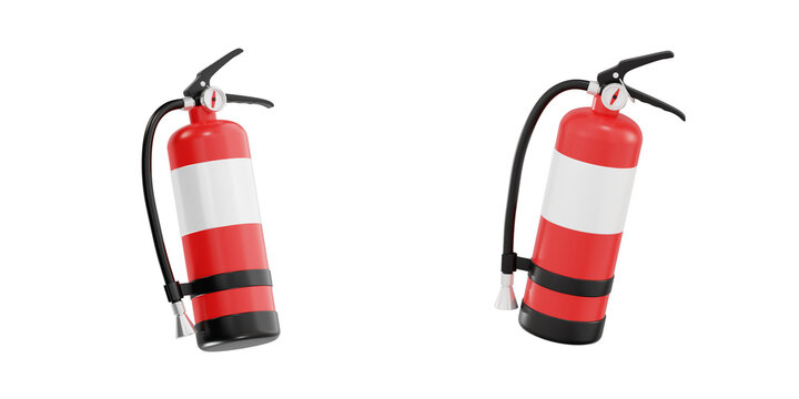 3D Cartoon Fire Extinguisher Set on Black