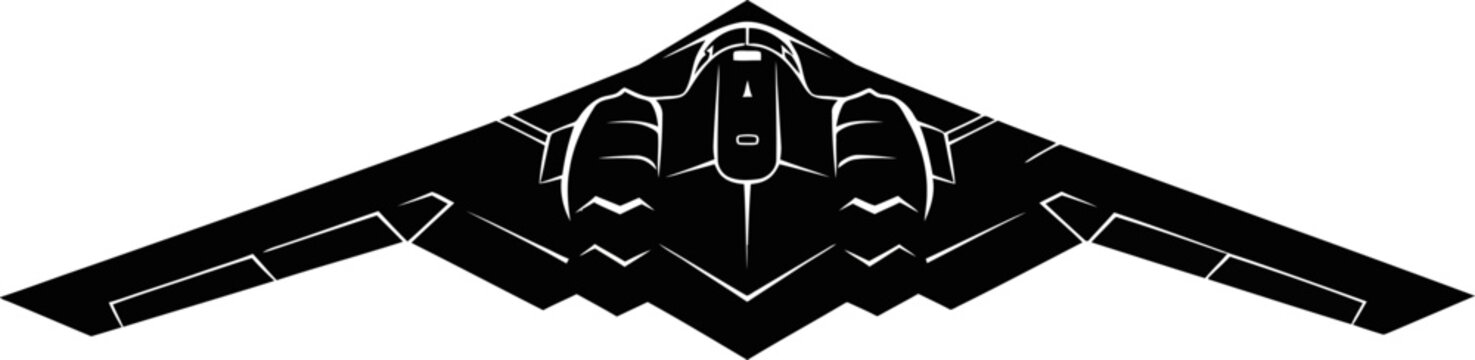 B-2 Spirit Stealth Bomber Side View Black Silhouette Vector Illustration